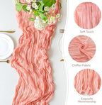 Sioloc 10 Pack Peach Coral Cheesecloth Table Runner 120'' x 35'',Spring Easter Decor Soft Gauze Boho Wedding Table Decor for 10ft Table Birthday Party,Baby Shower, Bridal Shower, Home & Event Decor - Image 3