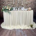 Pooling and Floating Chiffon Table Skirt with extra length, 6FT 9FT 14FT Sheer Tablecloth, Baby Shower, Birthdays Party, Main Cake Table Decoration, Wdding Table Skirt (Ivory, 9FT) - Image 2