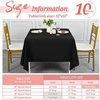 Showgeous 52x52 Inch Black Square Tablecloths, Polyester Table Covers - Image 2