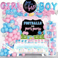 Football Gender Reveal Decorations, Baby Boy or Girl Gender Reveal Party Decor, Football or Pom Poms Backdrop Balloon Banner Tablecloth Cake Topper Box Sash for Touchdown Cheerleader Supplies by Fiesec