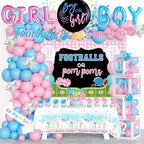 Football Gender Reveal Decorations, Baby Boy or Girl Gender Reveal Party Decor, Football or Pom Poms Backdrop Balloon Banner Tablecloth Cake Topper Box Sash for Touchdown Cheerleader Supplies by Fiesec