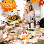 Funnymoom Thanksgiving Party Supplies for 50 Guests Fall Autumn Plates - Image 5