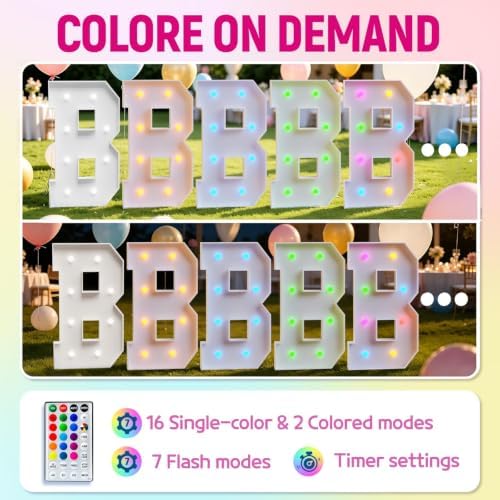 Baby Marquee Letters, 4FT Multicolor Lights Baby Shower Decorations - Image 3