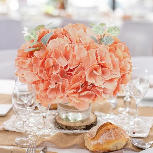 AVIVIHO 65pcs Fake Flowers Terracotta Hydrangea Artificial Flowers Bulk (Not Squished, No Steaming Need) Silk Flowers with Stems for Wedding Decor,Home,Baby Shower,Table Centerpieces Decoration - Image 2