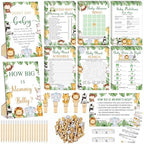 Funnymoom 426 Pcs Jungle Baby Shower Games Set, 8 Safari Animal Party by Funnymoom