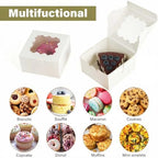 LotFancy 60pcs Small Cookie Boxes, 4x4x2.5 Inches, Bakery Boxes with Window, Baked Goods Packaging Containers for Cupcakes, Dessert, Macarons, Chocolates Donuts, Treats, Pastries (Pack of 2) - Image 5