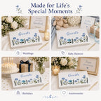 Embroidered Floral Guestbook for Wedding, Bridal Shower & Baby Shower, Linen Guest Sign-In Keepsake with Blank Ivory Pages, Lay-Flat Design & Ribbon Bookmark, 10.25” x 8.25” (Blue Floral) - Image 4
