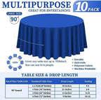 Showgeous 90 Inch Royal Blue Round Tablecloths, Polyester Table Covers - Image 2