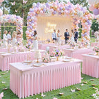 gogoparti 8 Pack Spandex Pink Fitted Table Cloth for 6ft Rectangle Tables Pink Stretch Tablecloth Table Covers Skirt Banquet Tablecloths Wrinkle Free Tablecloth for Parties Wedding - Image 3