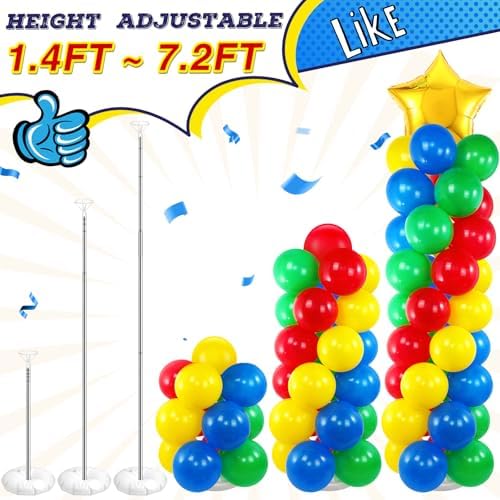Seematn 2 Sets Balloon Stand Kit Hero Themed Party Decor 142 Pcs Adjustable Balloons Column Stand Kit 6.6 ft Arch Stands with Base Telescopic for Floor Decor for Birthday Baby Shower Party Supplies - Image 5