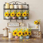 Zeyune Artificial Sunflower Potted Plants Rustic Wedding Table Centerpieces Summer Spring Kitchen Silk Yellow Flower with Plastic Pot for Home Bathroom Office Bridal Shower(8 Pcs,4 Colors,Sunflower) - Image 5