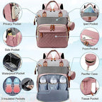 SHITIESHOU Diaper Bag Backpack Baby Bag, Baby Girl Boy Diaper Bag for Dad Mom with Pad, 16 Pockets, Pacifier Case, Large Diaper Bags Unisex for Travel(Pink Grey) - Image 3