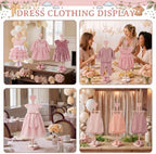 Fuutreo 2 Packs Baby Clothes Display Stands Heart-Topped Baby Shower Centerpiece Babies Clothes Rack with Bow Wooden Adjustable Outfit Hangers Display for Layette Dress, Hand Assembled (Pink) - Image 5