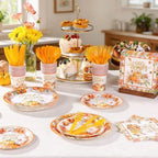 Goodluck 350 Pcs Pumpkin Floral Paper Plates Napkins Cups Cutlery Party Set - Image 5