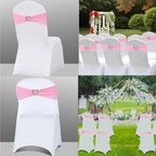 Pink Chair Sashes for Wedding 50 Pack Spandex Pink Sashes for Chairs Covers Stretch Chair Sashes Band with Heart Buckle Slider Wedding Sashes Bows for Banquet Party Decorations - Image 5