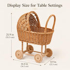Large Wicker Baby Carriage Basket for Baby Shower Decor - 21.9-Inch - Image 5