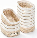10 Pack Small baskets for organizing Woven Rope Bins for shelves by AFOROEOA