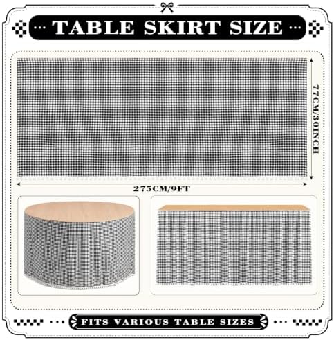 Tudomro Teacher Desk Skirt Table, Tassel, 9ft, Black and White Gingham - Image 2