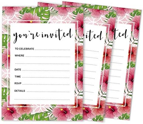 Pack Of 30, You're Invited Invitations With Envelopes, Floral Invites for Your Wedding, Bridal Shower, Baby Shower, Birthday Invites Fill-In Style 5 X 7 Inches by Inkdotpot