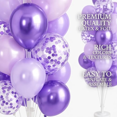 Balloon Column Kit Set of 2 With Balloons Included - with Base, and Pole,Balloon Tower Backdrop Decoration for Wedding, Baby Shower, Birthday Party, or Bachelorette Parties (Enigmatic Purple) - Image 4