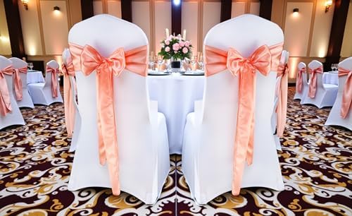 MDS® Pack of 125 Satin Chair Sashes for Wedding & Events – Peach - Image 2