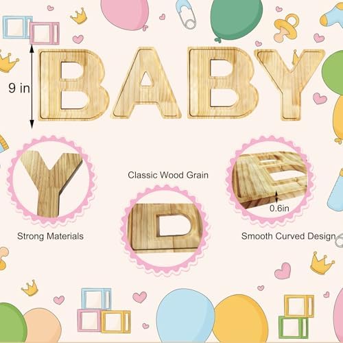 4 Pcs Wooden Baby Charcuterie Letters, Gold Butterflies, Baby Shower Party - Image 2