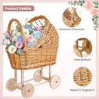 23.6 Inch Woven rattan baby stroller baskets, vintage rattan flower cart, wedding and gift decorations, pushcart-style decorative flower stands - Image 4