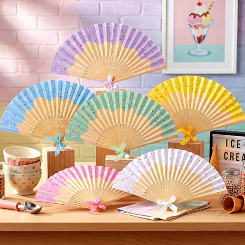Roowest 36 Pcs Ice Cream Folding Hand Fans Bulk, Pastel Party Decorations - Image 4