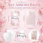 Equsion 25 Set Butterfly Keychain Party Favors with Thank You Cards,Pink - Image 3