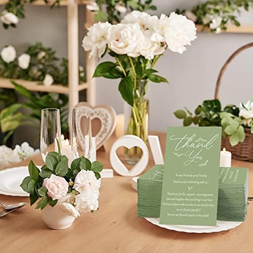Crtiin 200 Pcs Sage Green Thank You Wedding Napkin Disposable Napkin Paper - Image 4