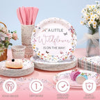 Dandat 350 Pcs Baby Shower Set, Wildflower, Pink - Image 3