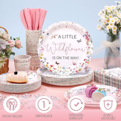 Dandat 350 Pcs Baby Shower Set, Wildflower, Pink - Image 3