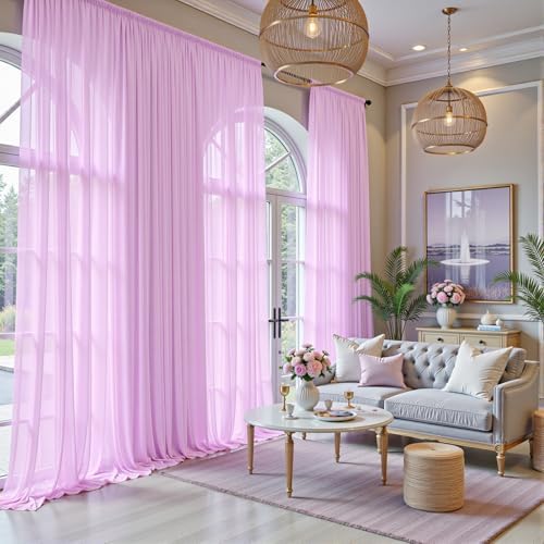 30ft×10ft Wrinkle Free Light Purple Backdrop Curtain Drapes, 6 Panels 5ftx10ft Sheer Tulle Chiffon Backdrop Panels Curtains for Wedding Baby Shower Birthday Party Stage Photo Home Decorations - Image 7