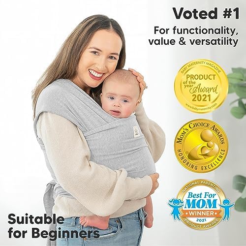 KeaBabies Baby Wrap Carrier, All in 1 Original Baby Carrier (Light Heather) - Image 3