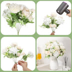 Tigeen 12 Bundles Artificial Flowers Bouquet Silk Peonies, Champagne White - Image 3