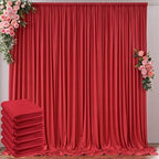 Outpain 30 ft x 8 ft Red Backdrop Curtain Panels, 6 Panels 5 ft x 8 ft Wrinkle Free Polyester Photography Backdrop Drapes, Wedding Party Home Decoration Supplies by Outpain
