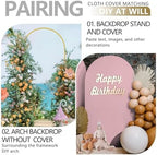 Arch Backdrop Stand and Cover Set, Metal Balloon Arch Backdrop 6.6ft, Gold Arched Stand Frame for Wedding, Parties,Birthday, Backdrop Decorations (Pale Pink,6.6ft) - Image 6