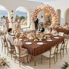 Wish Care 2 Pack Brown Spandex Tablecloths for 60x60 Inch Square Tables, Stretch Fitted Table Clothes with Pleated Ruffle Skirt for 60” Table, Wrinkle Free and Elastic, for Party Kitchen Home Dining - Image 2
