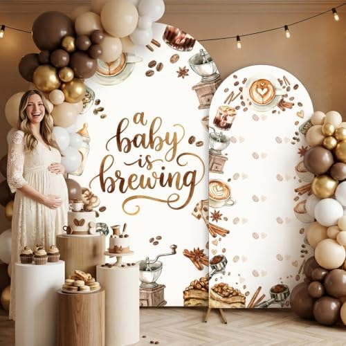 Serencatcher 7.2ft 6ft A Baby is Brewing Arch Backdrop Covers Set of 2 - Image 5