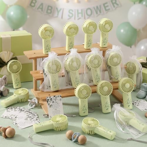 Lewtemi 25 Sets Green Baby Shower Party Favors Mini Fans for Guests, Clean - Image 4