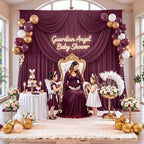 10 ft x 10 ft Wrinkle Free Maroon Backdrop Curtain for Parties, Polyester Burgundy Photo Backdrop Drapes 2 Panels 5x10ft for Baby Shower Wedding Birthday Party Engagement Ceremony Decoration - Image 3