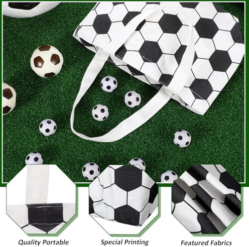12 Pcs Soccer Bag Soccer Canvas Tote Bag Kids Tote Double Sided Beach Handbag with Handles for Sports Party Favor Travel Shopping Birthday Community Events - Image 4