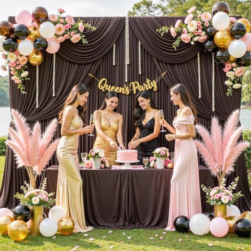 30ft x 10ft Brown Backdrop Curtain for Parties Wedding Brown Wrinkle Free Backdrop Drapes Panels for Baby Shower Gender Reveal Birthday Photo Photography Polyester Fabric Background Decoration - Image 2