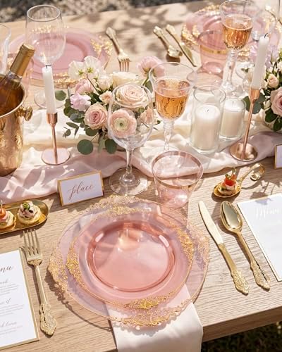 Hioasis 350 Pcs Burgundy Gold Plates for Party - Image 5