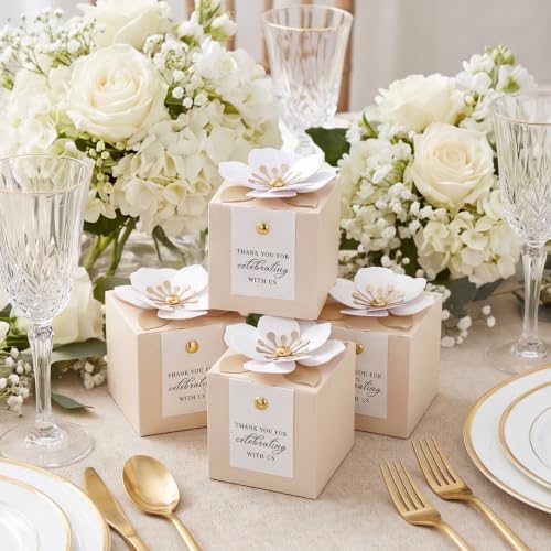 FEIYI 20 PCS Favor Boxes, Champagne Candy Boxes 2.55x2.55x2.55 - Image 6