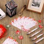 145 Pieces Strawberry Baby Shower Favors for Guest Berry Sweet Baby Ballpoint Pens and Keychains Gifts for Girls Bulk Retractable Pens Gender Reveal Thank You Cards Souvenirs Prizes - Image 4