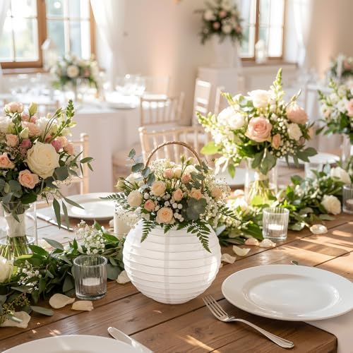 Treela 48pack White Chinese Paper Lanterns for Wedding Party Decor, 6" - Image 2