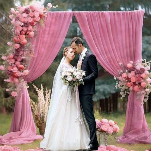 10 x 10 Feet New Pink A Backdrop Curtain for Partie, Background Curtains for Photoshoot, Birthday, Wedding, Mardi Gras, Easter, Mother's Day Party Decorations 5Ft x 10Ft, 2 Panels - Image 6
