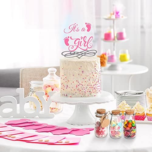 Patelai 24 Packs Baby Shower Favor Milk Jar Vintage Milk Jar for Girls Glass Bottle with Cork Lids It's a Girl Favor Bottles Jars for Decorations Guests Souvenirs Centerpieces(Pink Girl Style) - Image 6