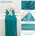 8 Pack Teal Green Cheesecloth Table Runner 120 Inch Boho Wedding Decor - Image 3